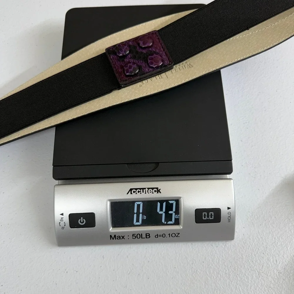 White House Black‎ Market purple buckle stretch genuine leather snakeskin belt M